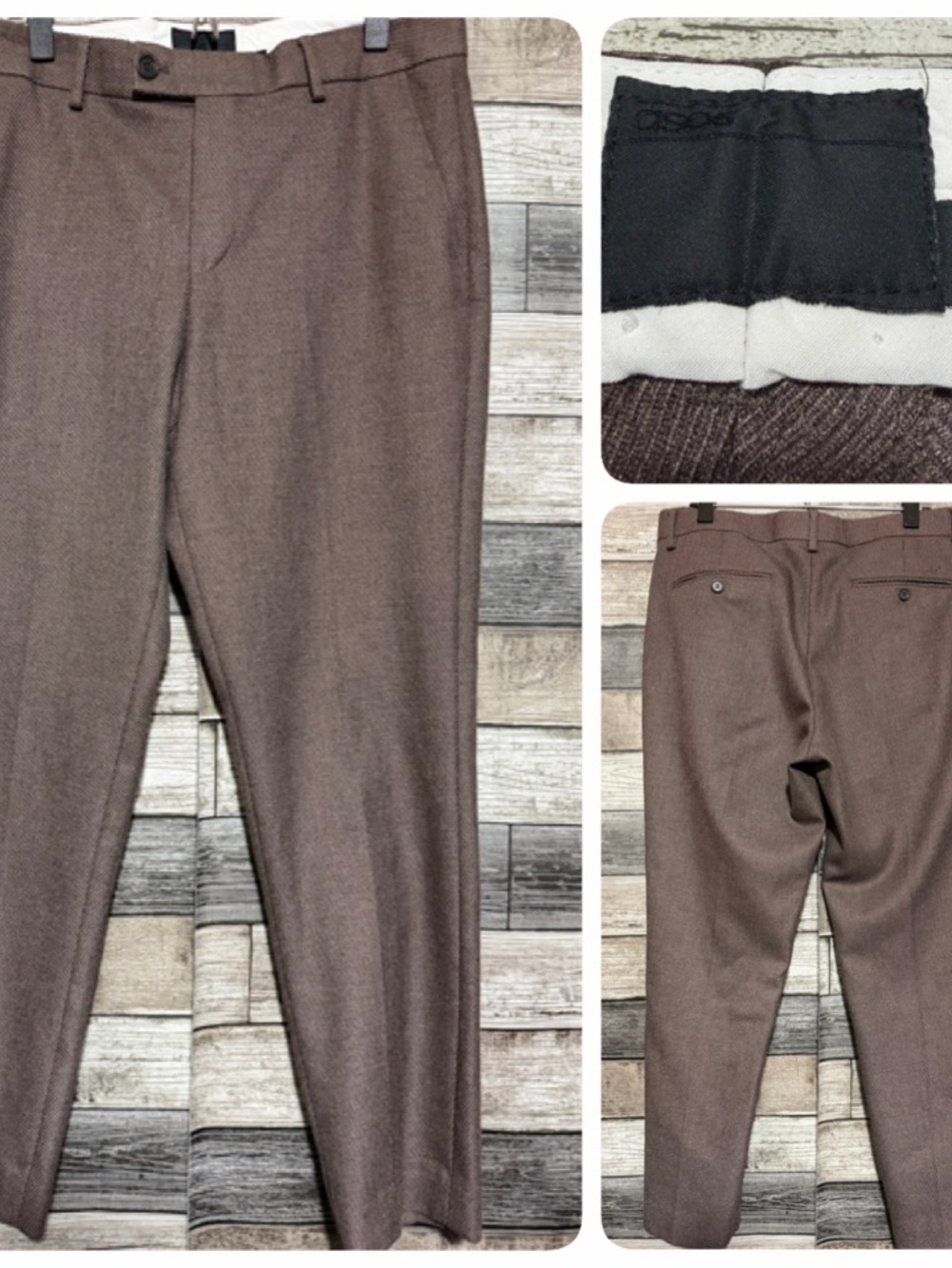 Asos Dress Slim Dress Pants Men’s 34x32 Brown (Actual L28)